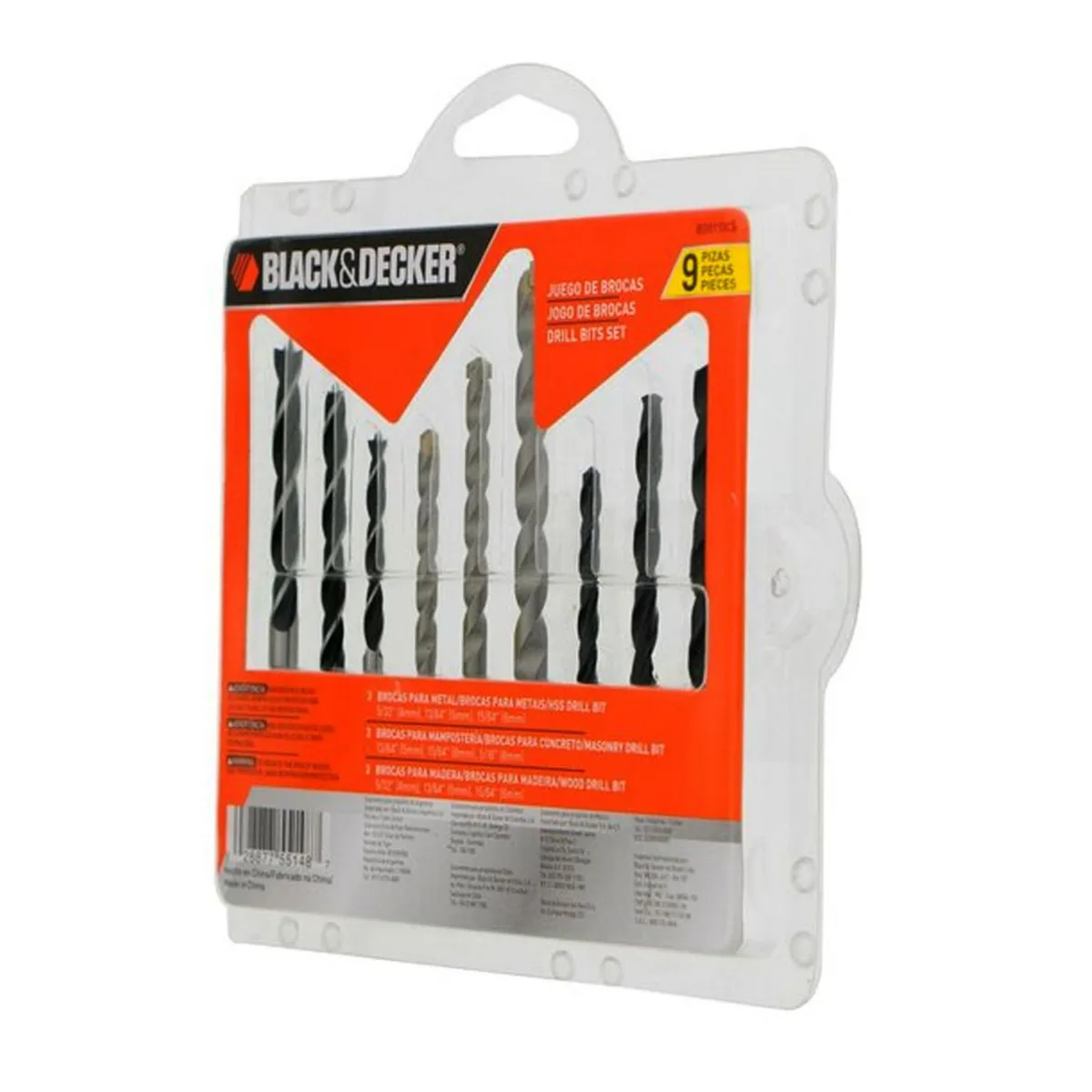 BLACK+DECKER - Set de Brocas Combinado 9 Piezas BD0110CS Black & Decker.