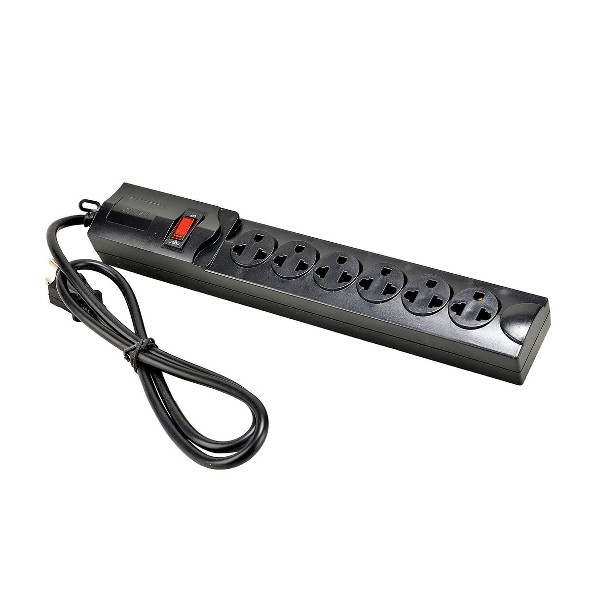 HALUX - Extensión 6 Tomas Universal + Tierra 3 Metros Negro