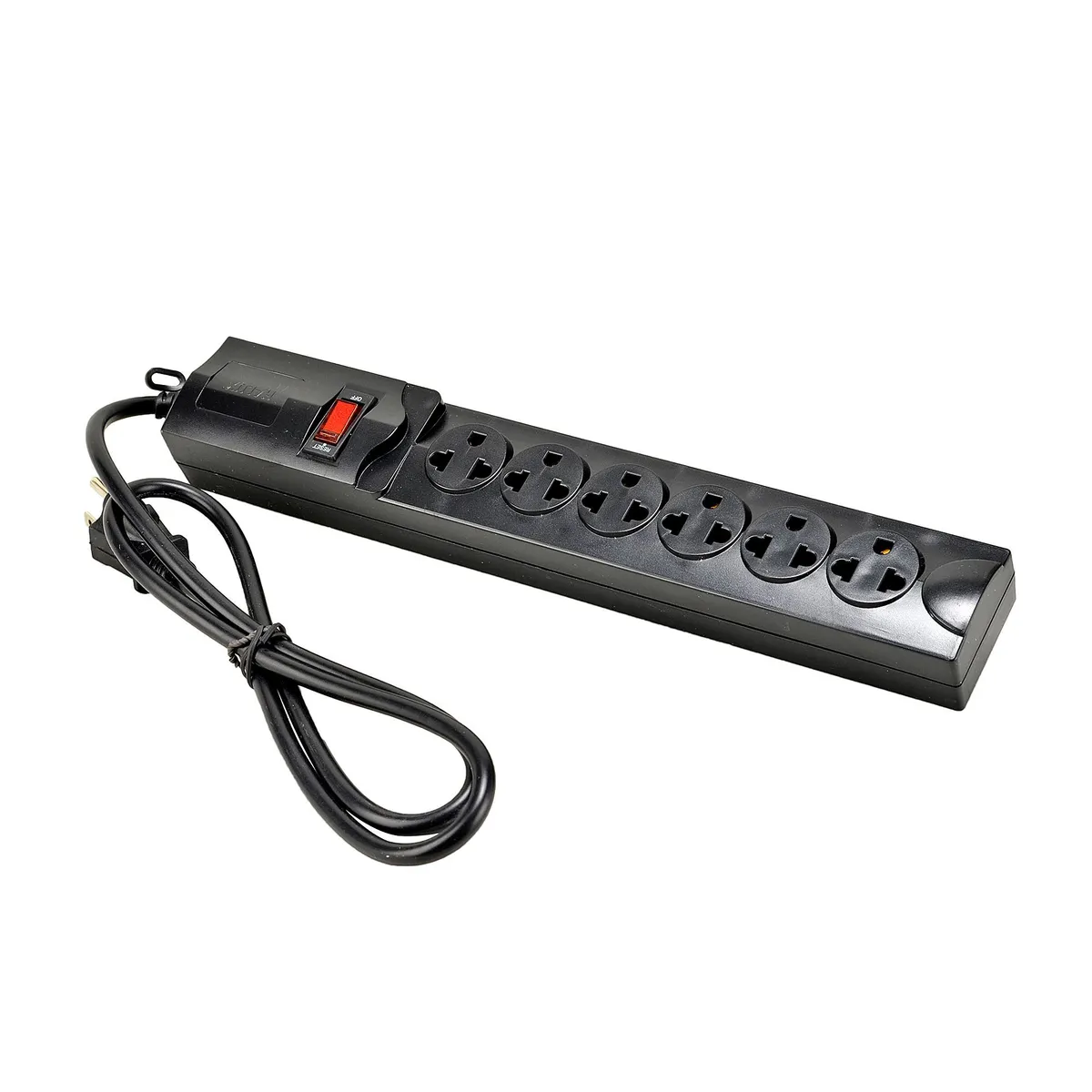 HALUX - Extensión 6 Tomas Universal + Tierra 3 Metros Negro