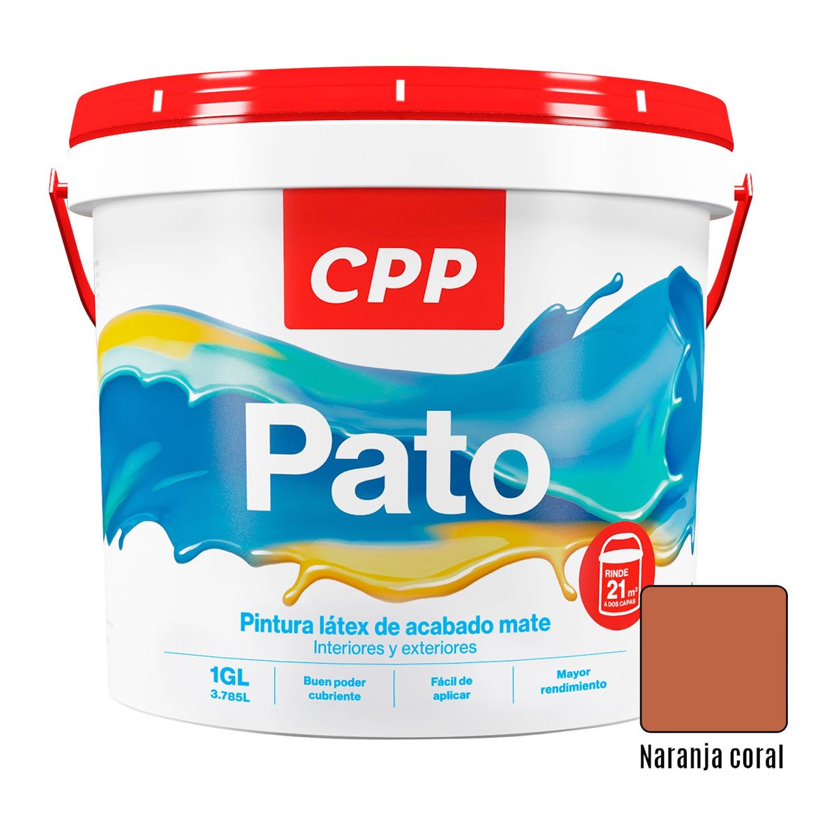 GENERICO - Látex Pato Naranja Coral 1 Galón