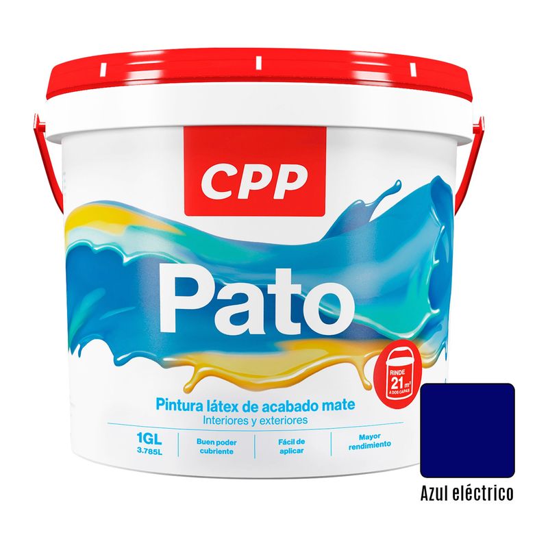  - Pintura Látex Mate Pato Azul Eléctrico 1GL