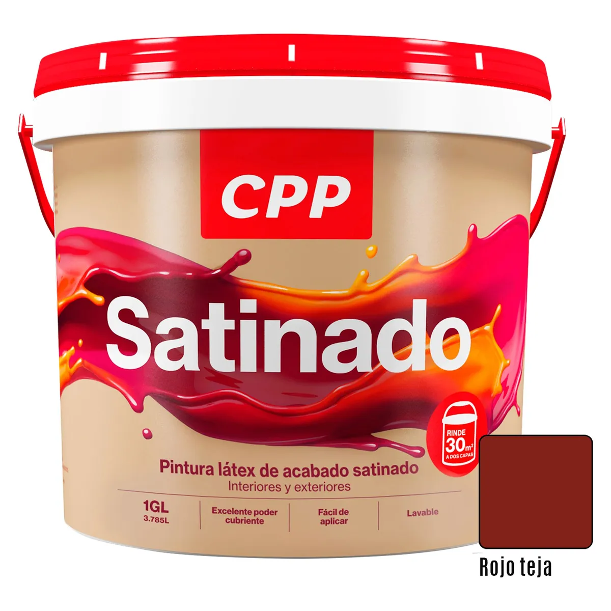 CPP - Pintura CPP Látex Satinado Rojo Teja 1GL