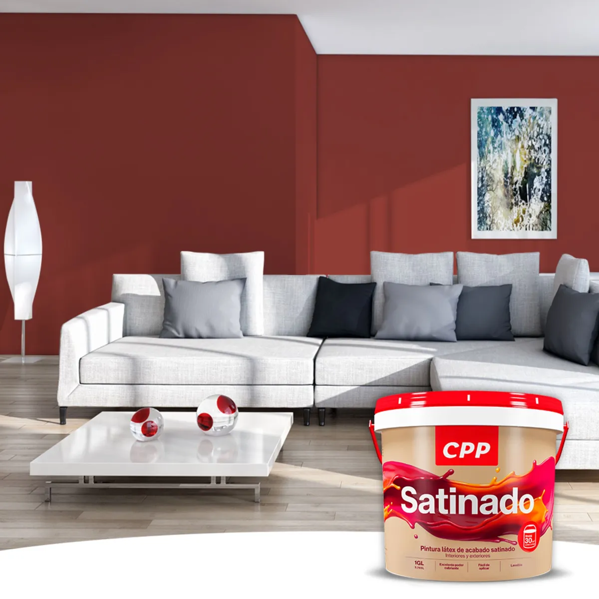CPP - Pintura CPP Látex Satinado Rojo Teja 1GL