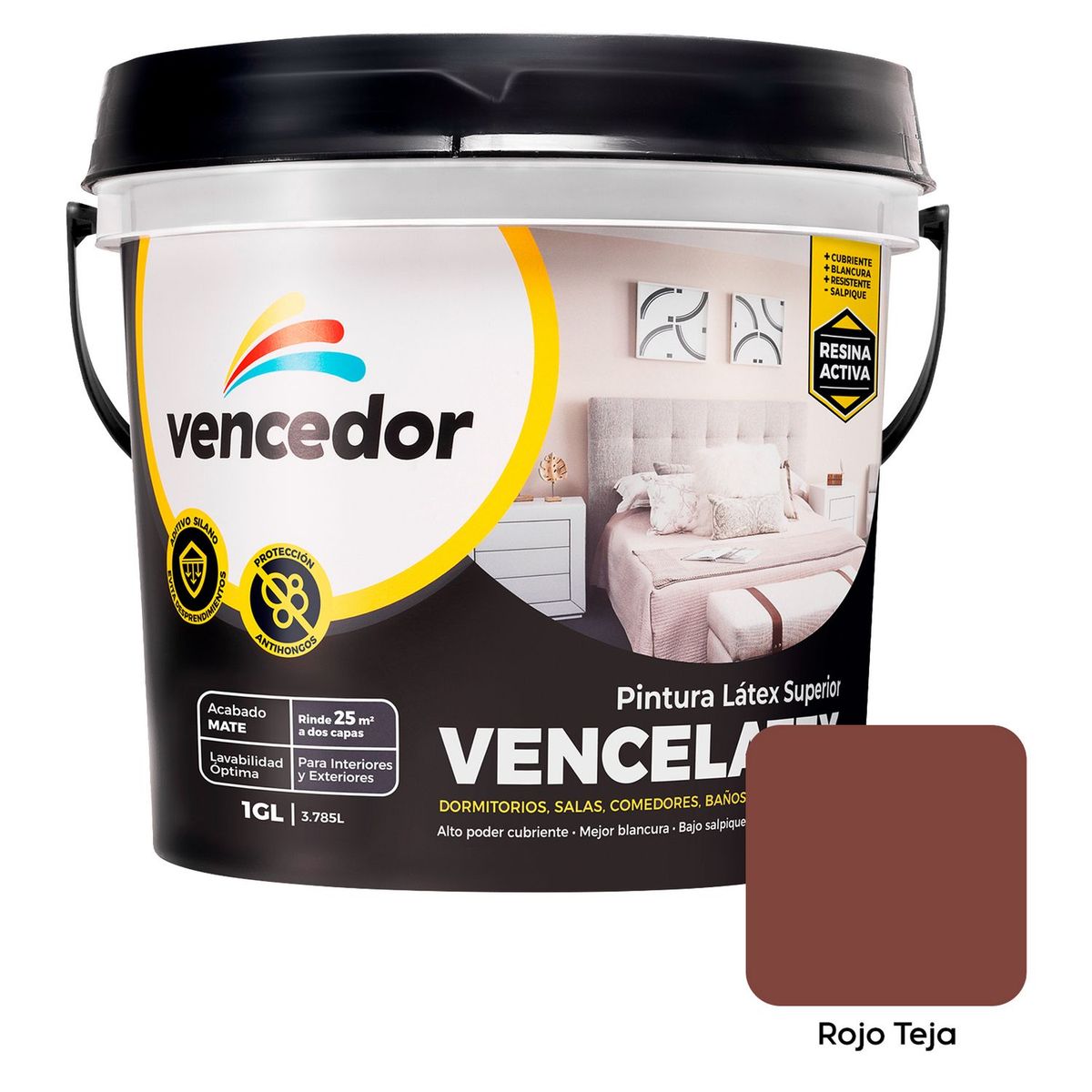 VENCEDOR - Pintura Vencelatex Mate Rojo Teja 1GL