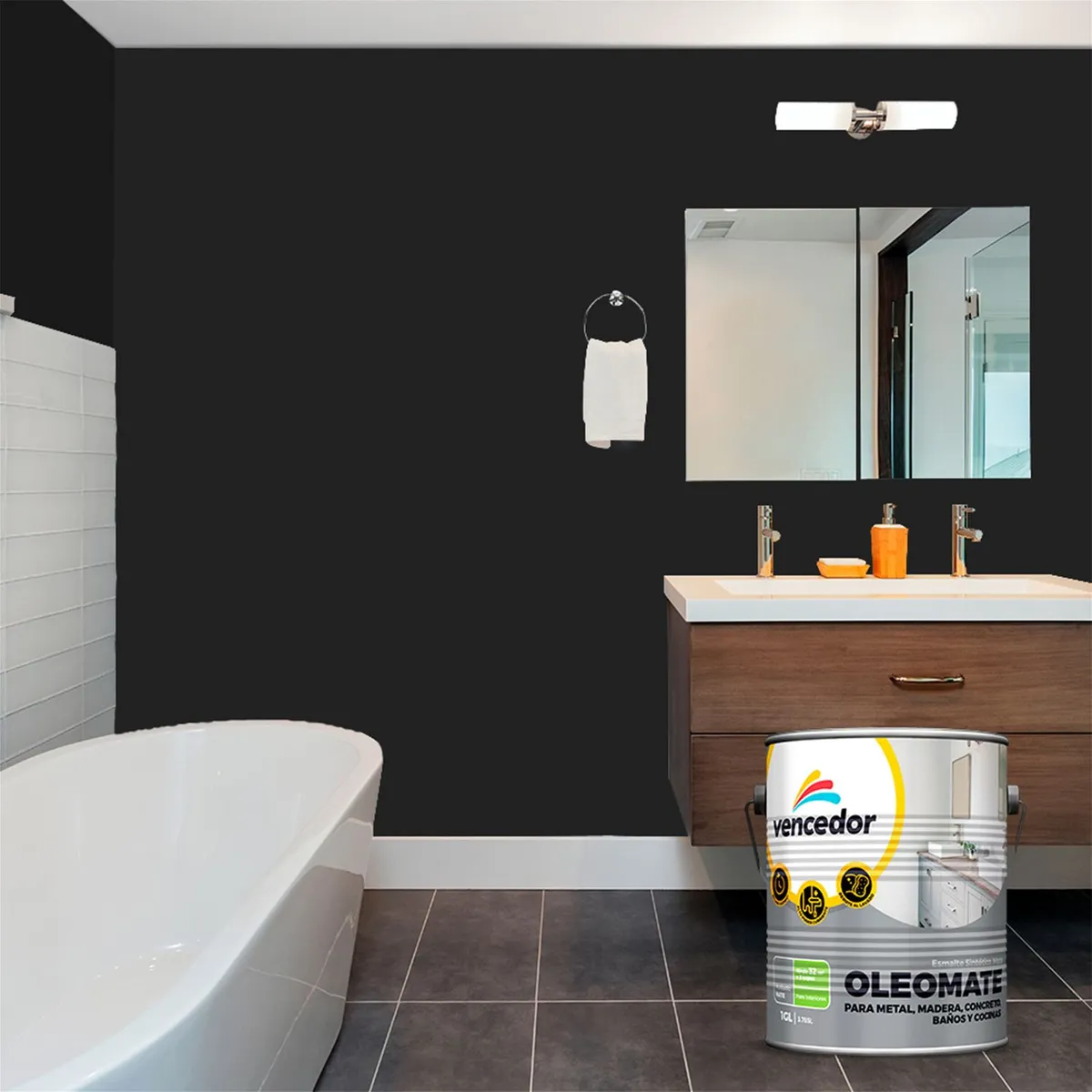 VENCEDOR - Esmalte sintético Oleomate negro 1 gl