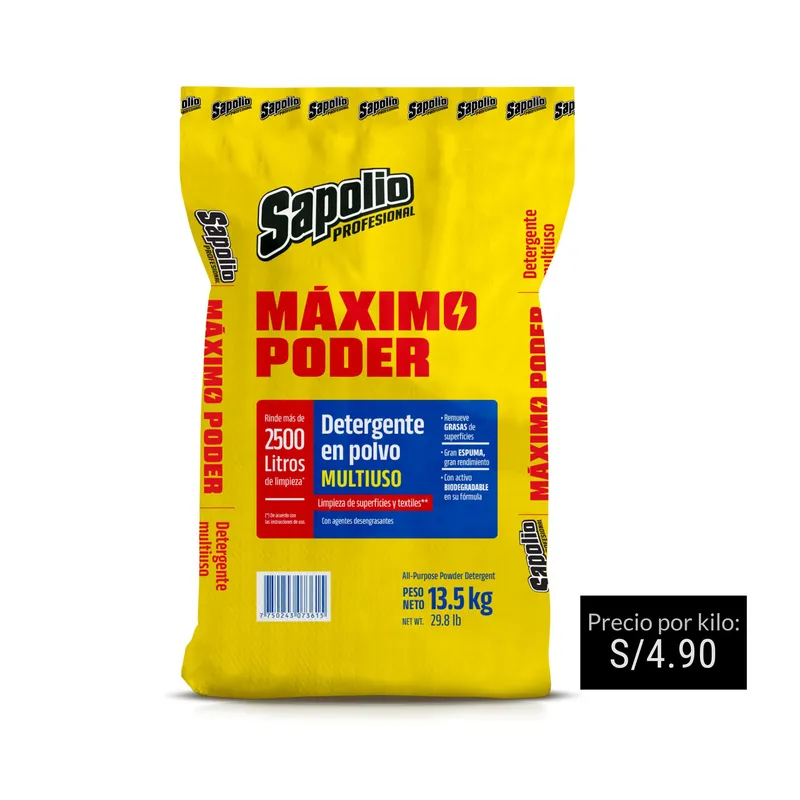SAPOLIO - Detergente En Polvo Sapolio 13.5 Kg.
