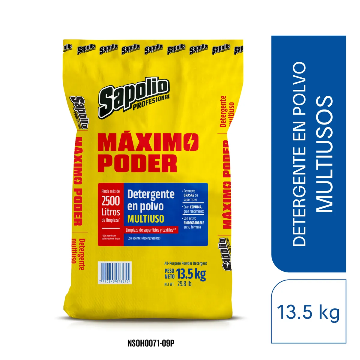 SAPOLIO - Detergente en Polvo Sapolio 13.5Kg