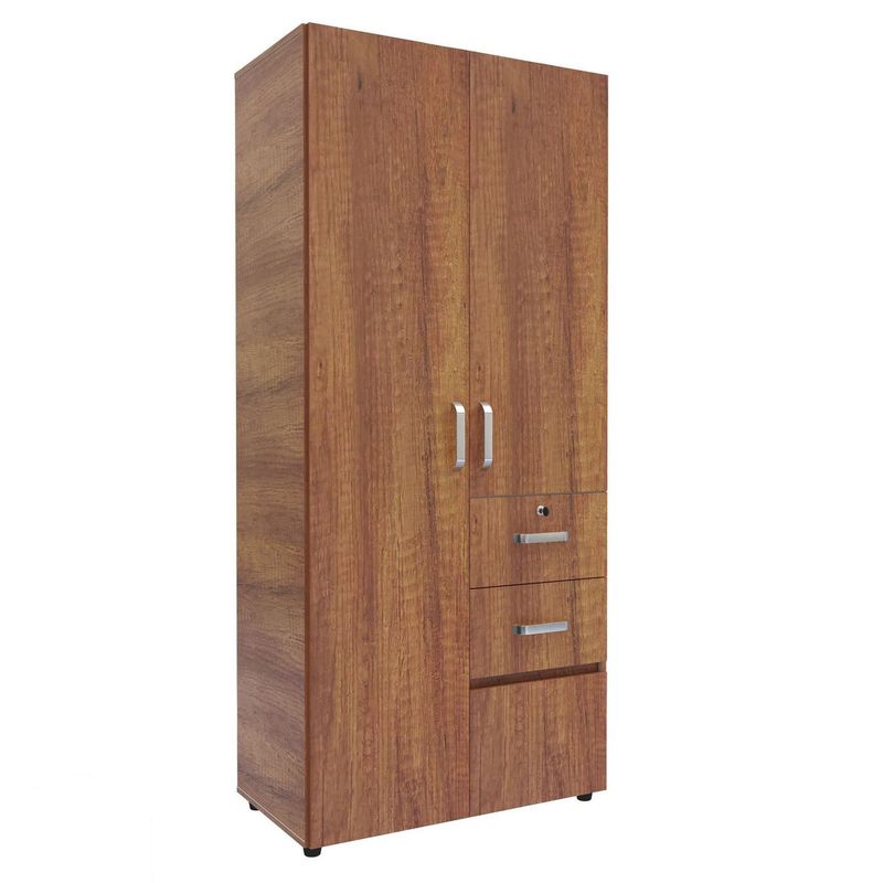 JUST HOME COLLECTION - Ropero 3 Puertas 2 Cajones Melamina con Zapatera Caramelo