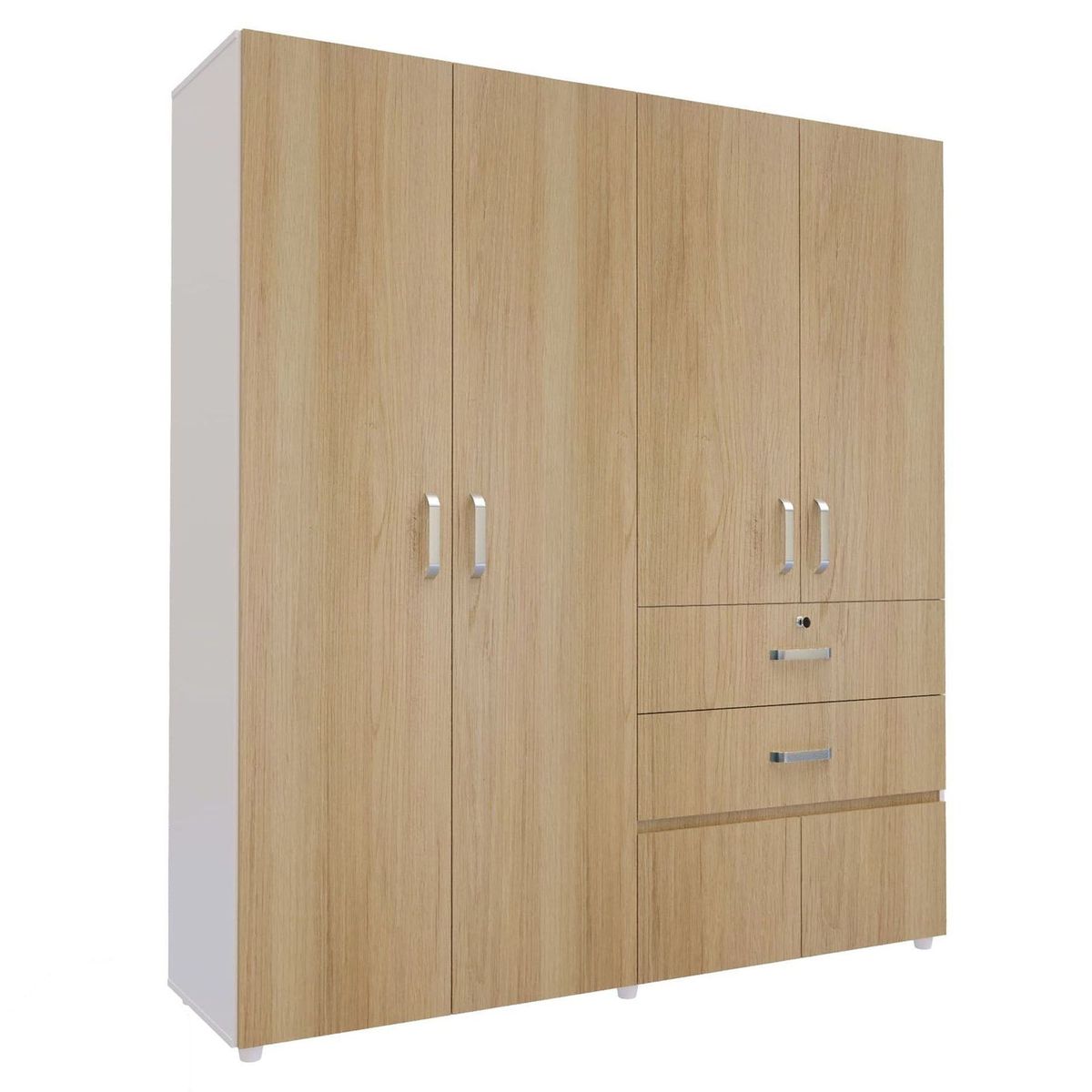 JUST HOME COLLECTION - Ropero 6 Puertas 2 Cajones Blanco/Rovere