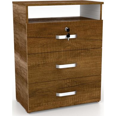 Cmoda 3 Cajones Melamina Blanco/Caramelo 80x60x36.3cm