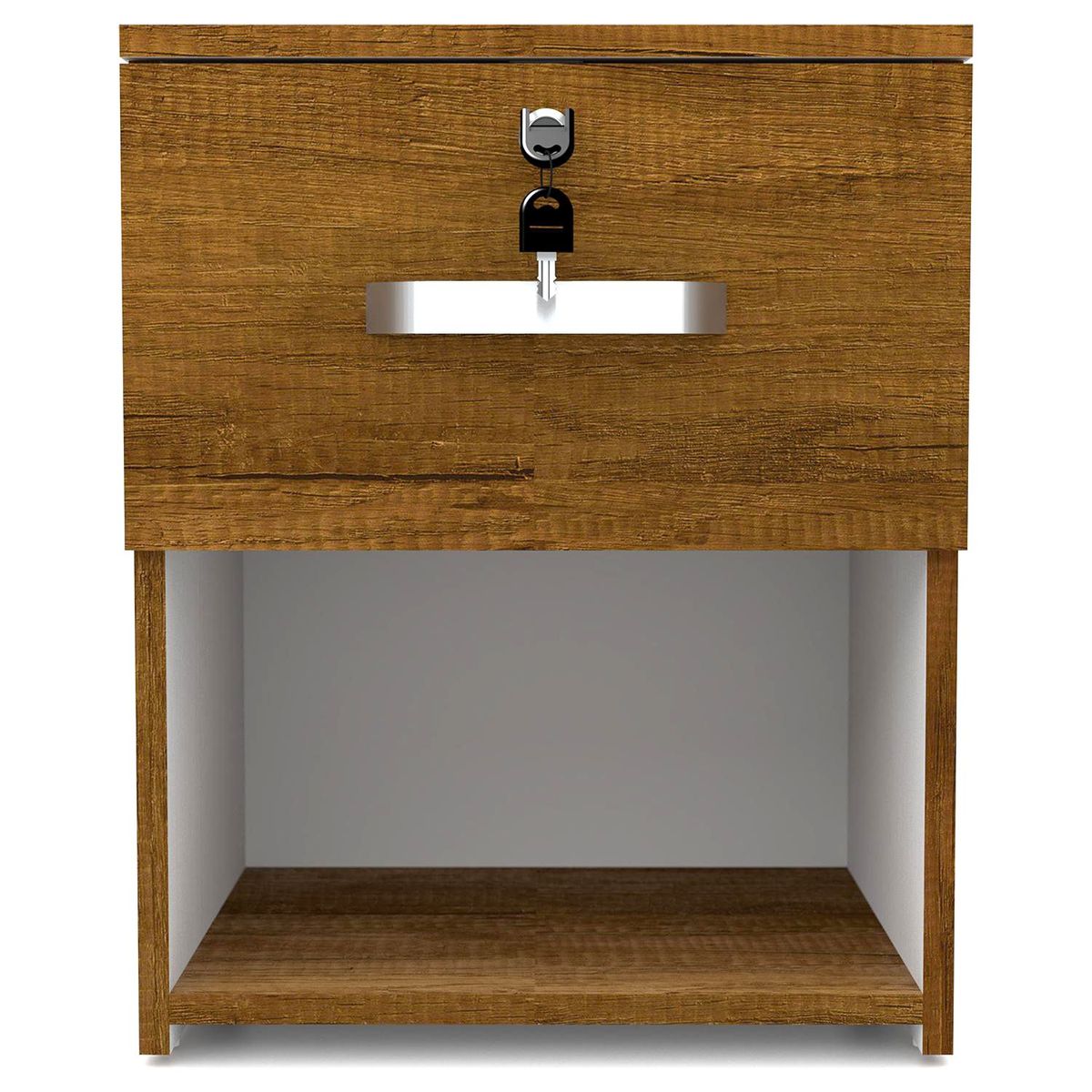 JUST HOME COLLECTION - Velador 1 Cajón Melamina Blanco/Caramelo 50x40x35.4cm