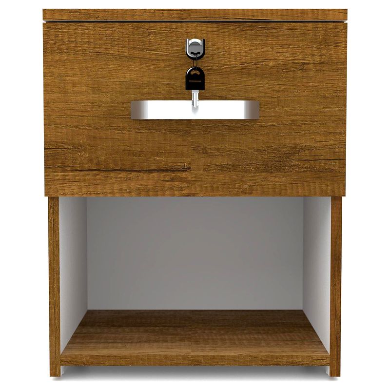 JUST HOME COLLECTION - Velador 1 Cajón Melamina Blanco/Caramelo 50x40x35.4cm