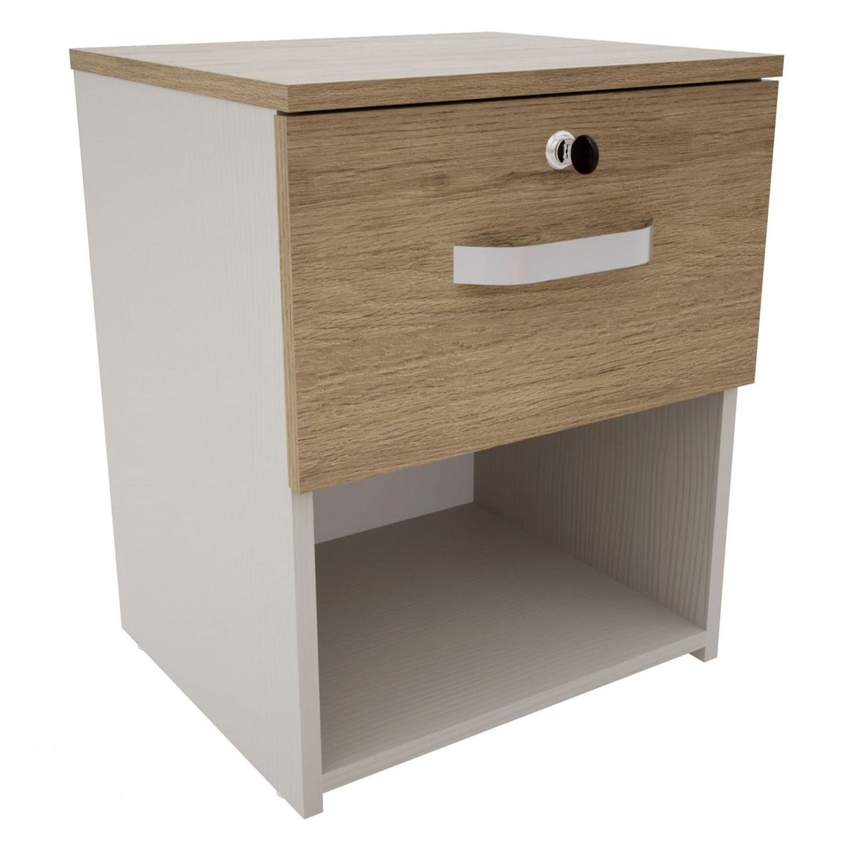 JUST HOME COLLECTION - Velador 1 Cajón Blanco/Rovere