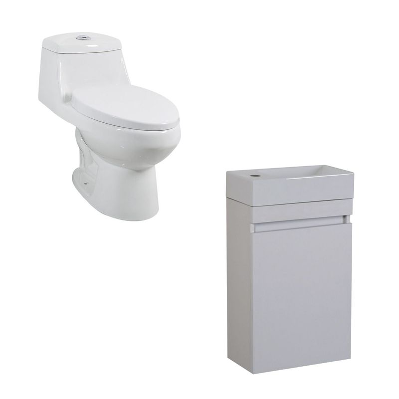 SENSI DACQUA - Mueble de Baño Vanitorio Compact Blanco + Inodoro One Piece Vinciny Blanco