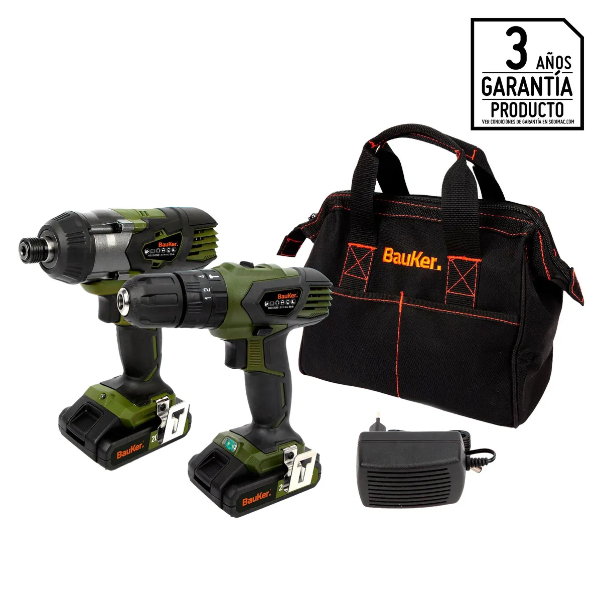 BAUKER - Combo Taladro + Atornillador Inalámbrico Bauker 10mm 20V