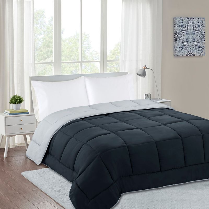 CASA BONITA - Edredón Bicolor Negro / Gris 1.5 plazas