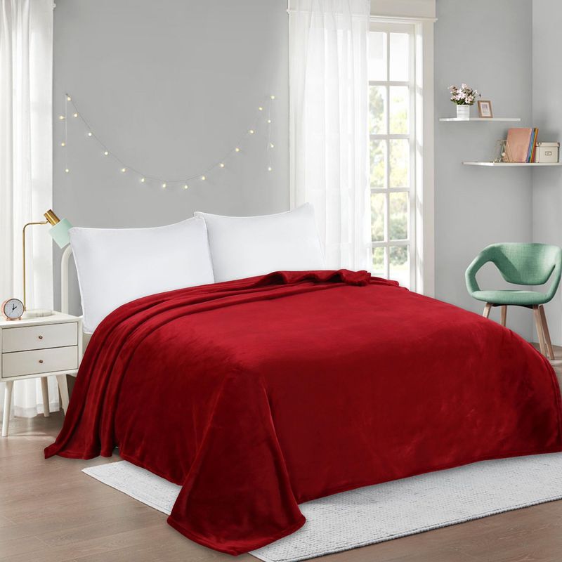 CASA BONITA - Frazada Flanel Burdeo Rojo King