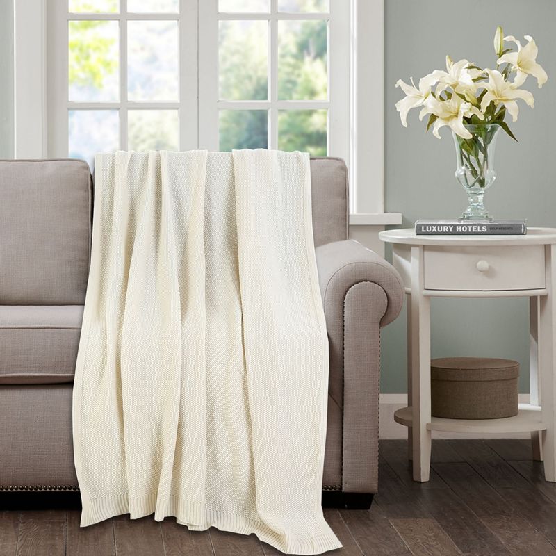 JUST HOME COLLECTION - Manta W&B Tejida Crema 130x160 cm