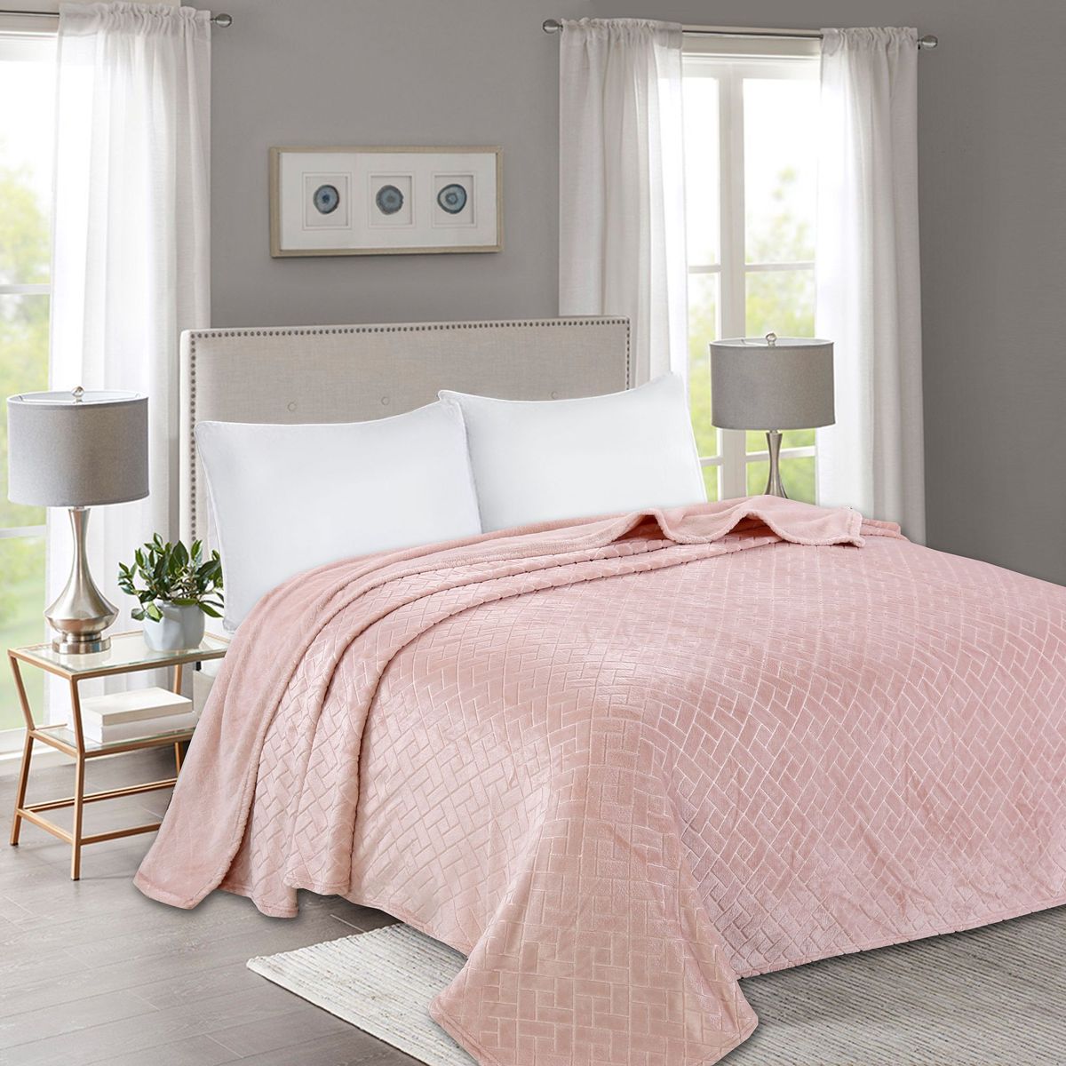 HOMY - Frazada Rectangulo Rosa 1.5 plazas