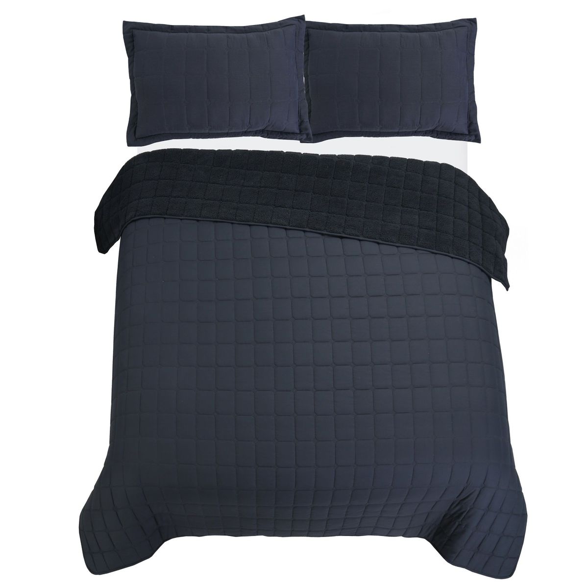 HOMY - Quilt Negro Sherpa 2 plazas