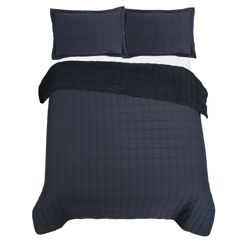 JUST HOME COLLECTION - Quilt Negro Sherpa 2 plazas