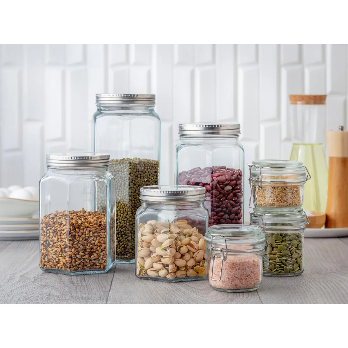 JUST HOME COLLECTION - Set x 4 Frascos de Vidrio con Tapa