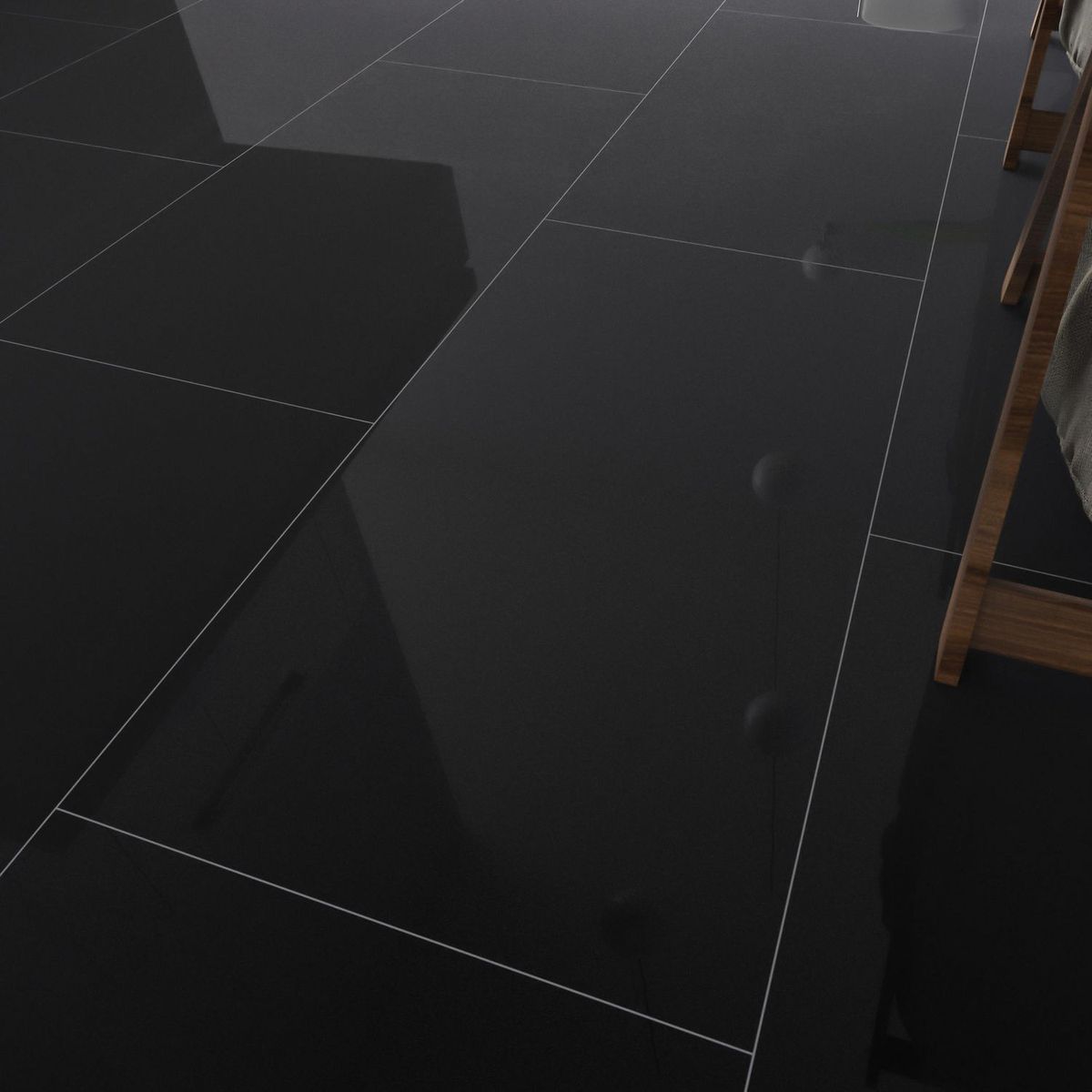 HOLZTEK - Porcelanato Negro Brillante 30x60cm