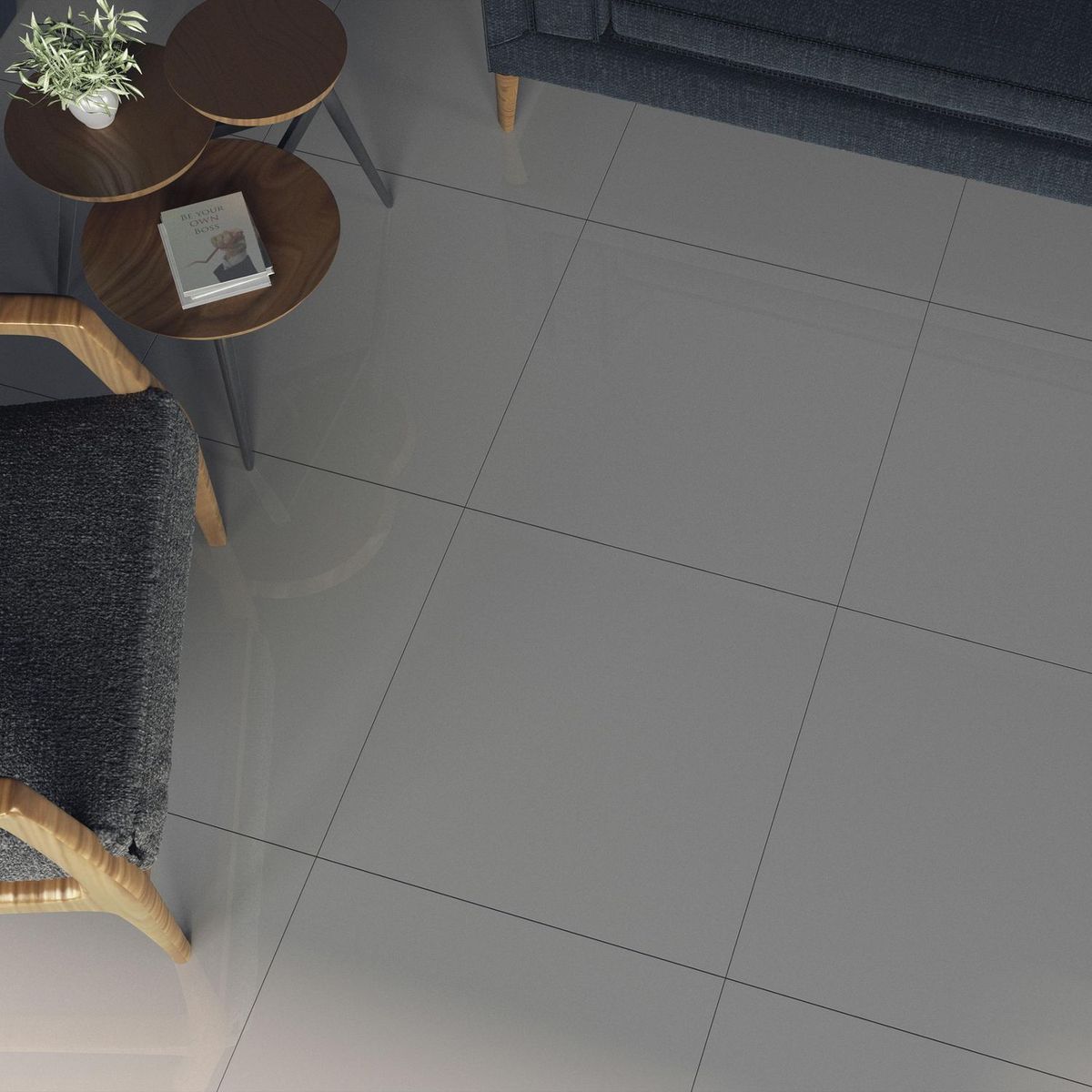 HOLZTEK - Porcelanato Gris Brillante 60x60cm