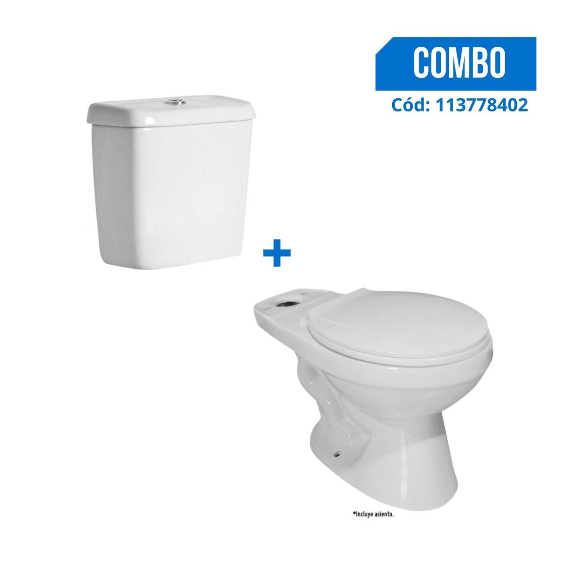 SENSI DACQUA - Taza para inodoro Niza Blanco + Tanque para inodoro Niza Dual Flush Blanco