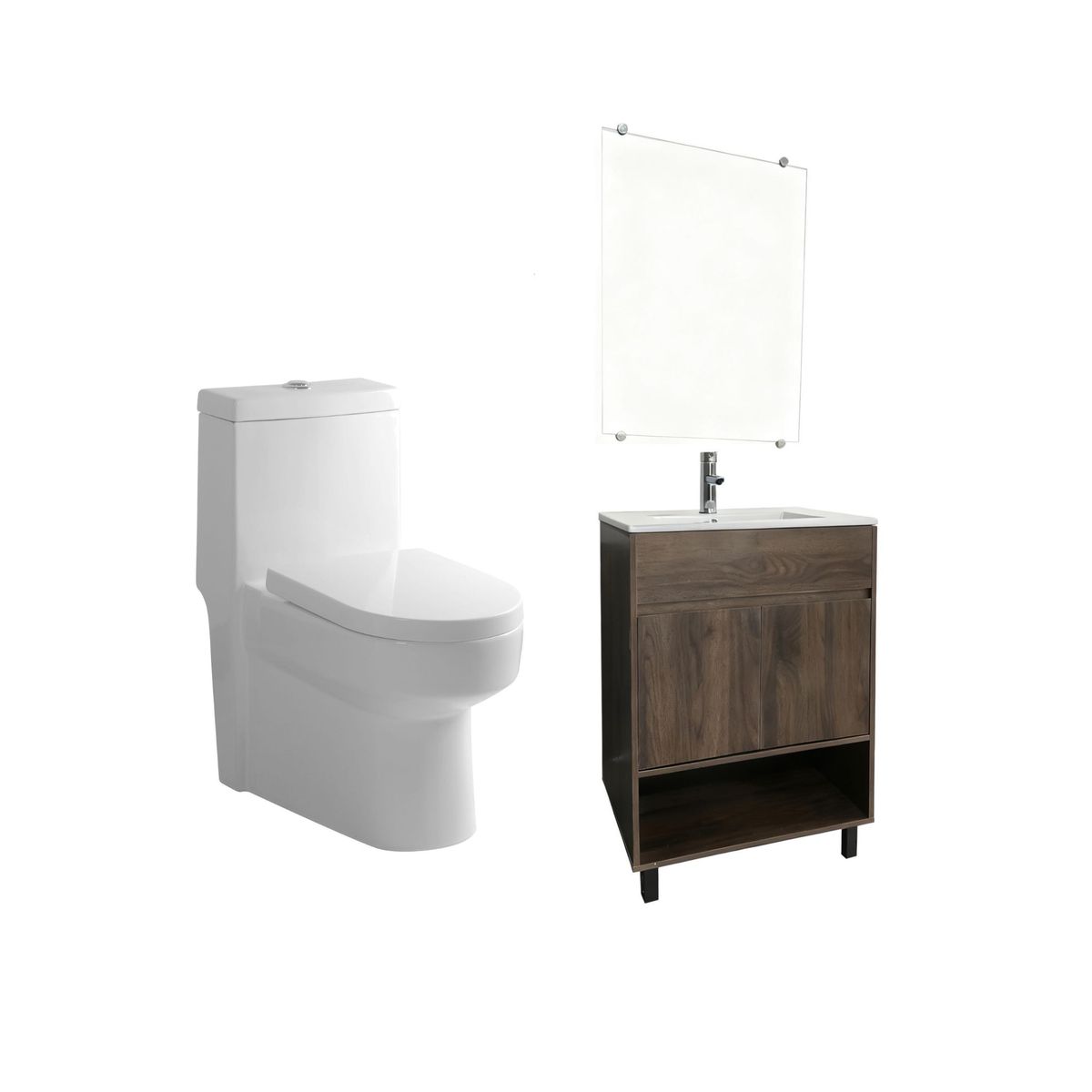 WC Inodoro One Piece Vittoria Blanco + Combo Mueble de Baño Nero 60x85x47cm + Espejo + Grifería, marca SENSI DACQUA - Foto 2