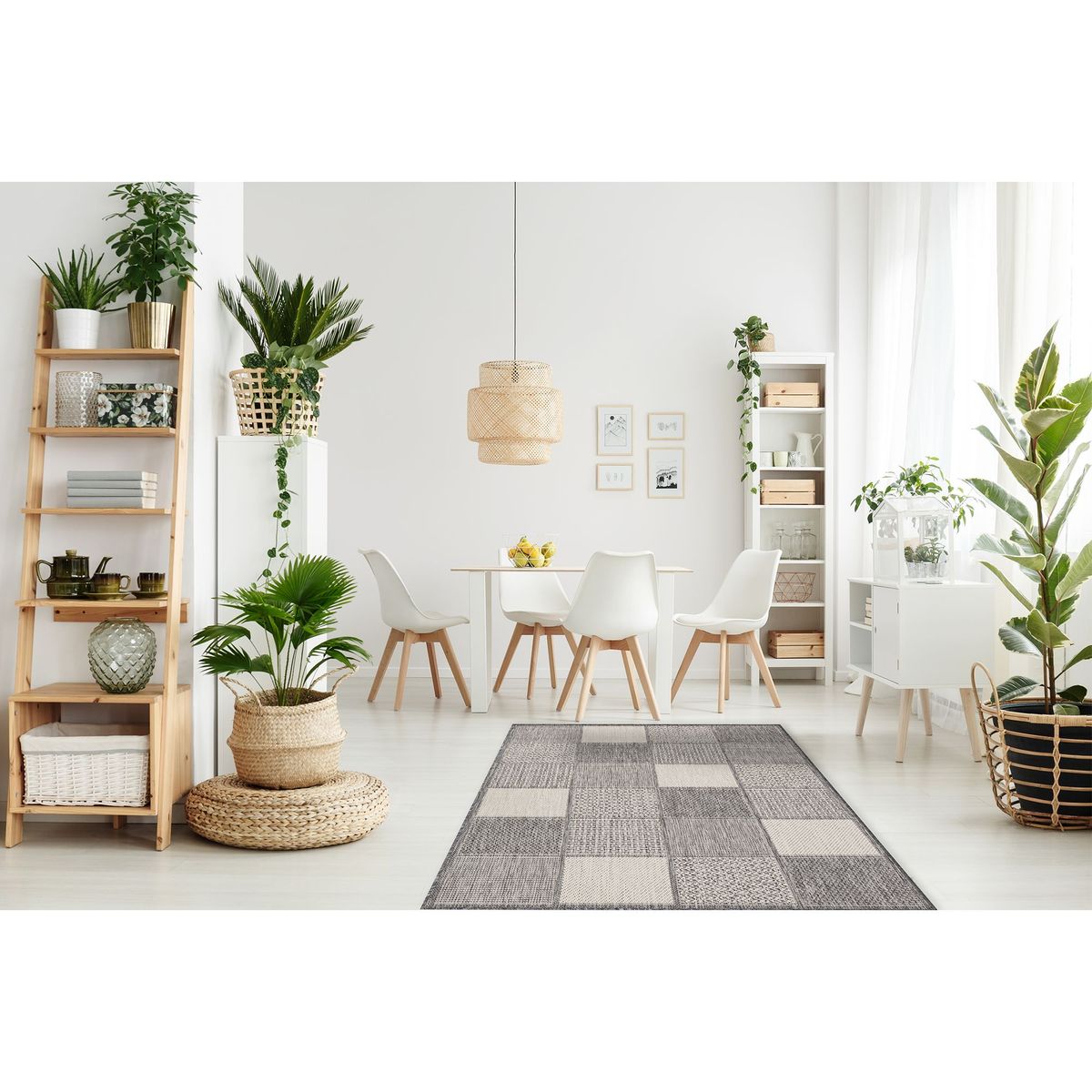 JUST HOME COLLECTION - Alfombra Rectangular Gris Express Cuadros 120x170cm