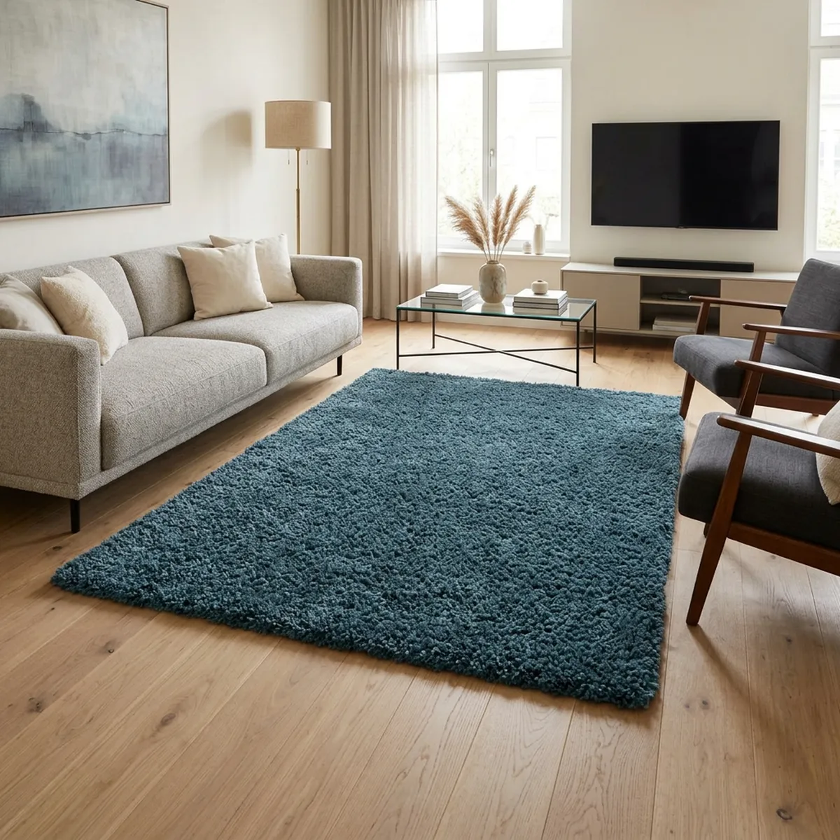 JUST HOME COLLECTION - Alfombra Rectangular 133x200cm Celeste