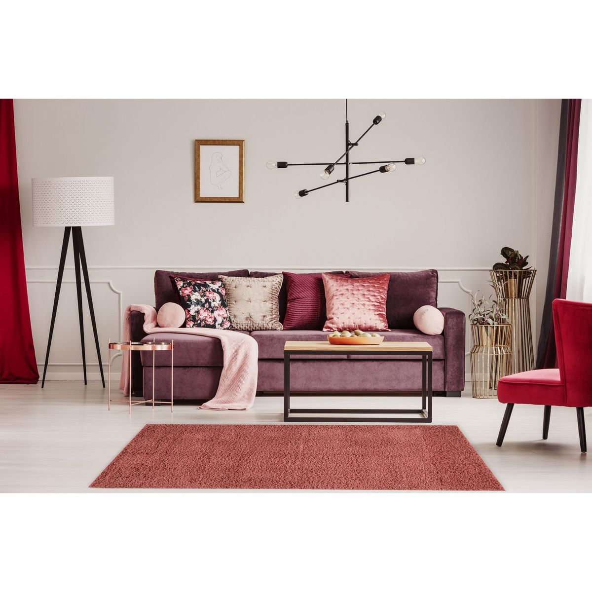 JUST HOME COLLECTION - Alfombra Shaggy Rosa 133x200cm