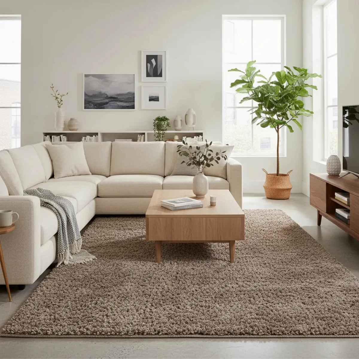 JUST HOME COLLECTION - Alfombra Rectangular Gris Mo Shag 120x170cm