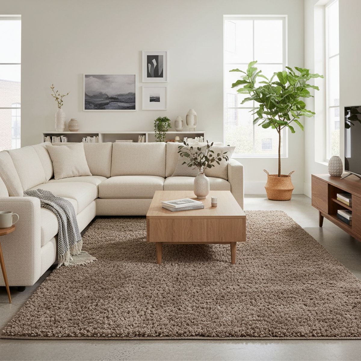 JUST HOME COLLECTION - Alfombra Rectangular Gris Mo Shag 200x300cm