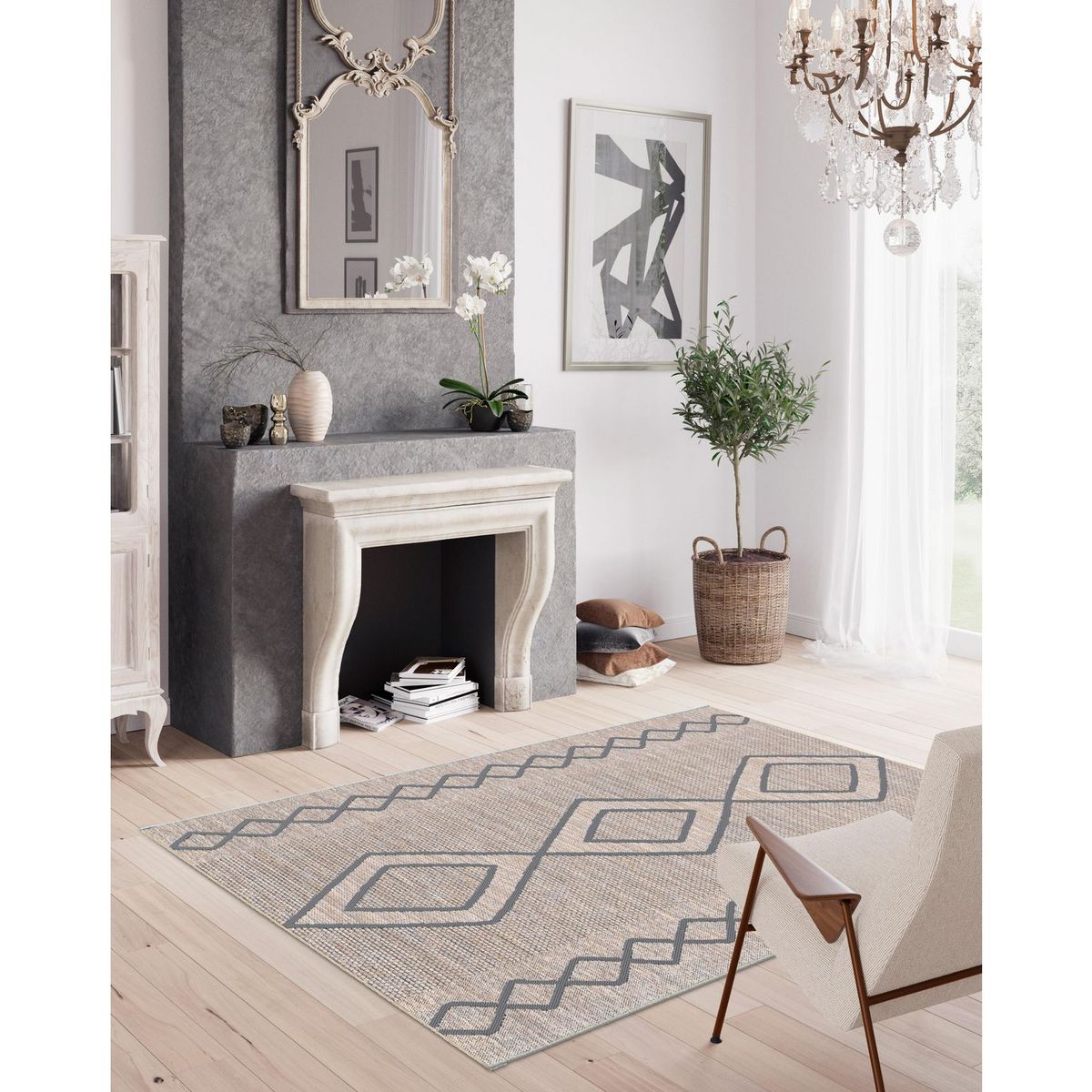 JUST HOME COLLECTION - Alfombra Rectangular Gris Mira Rombo