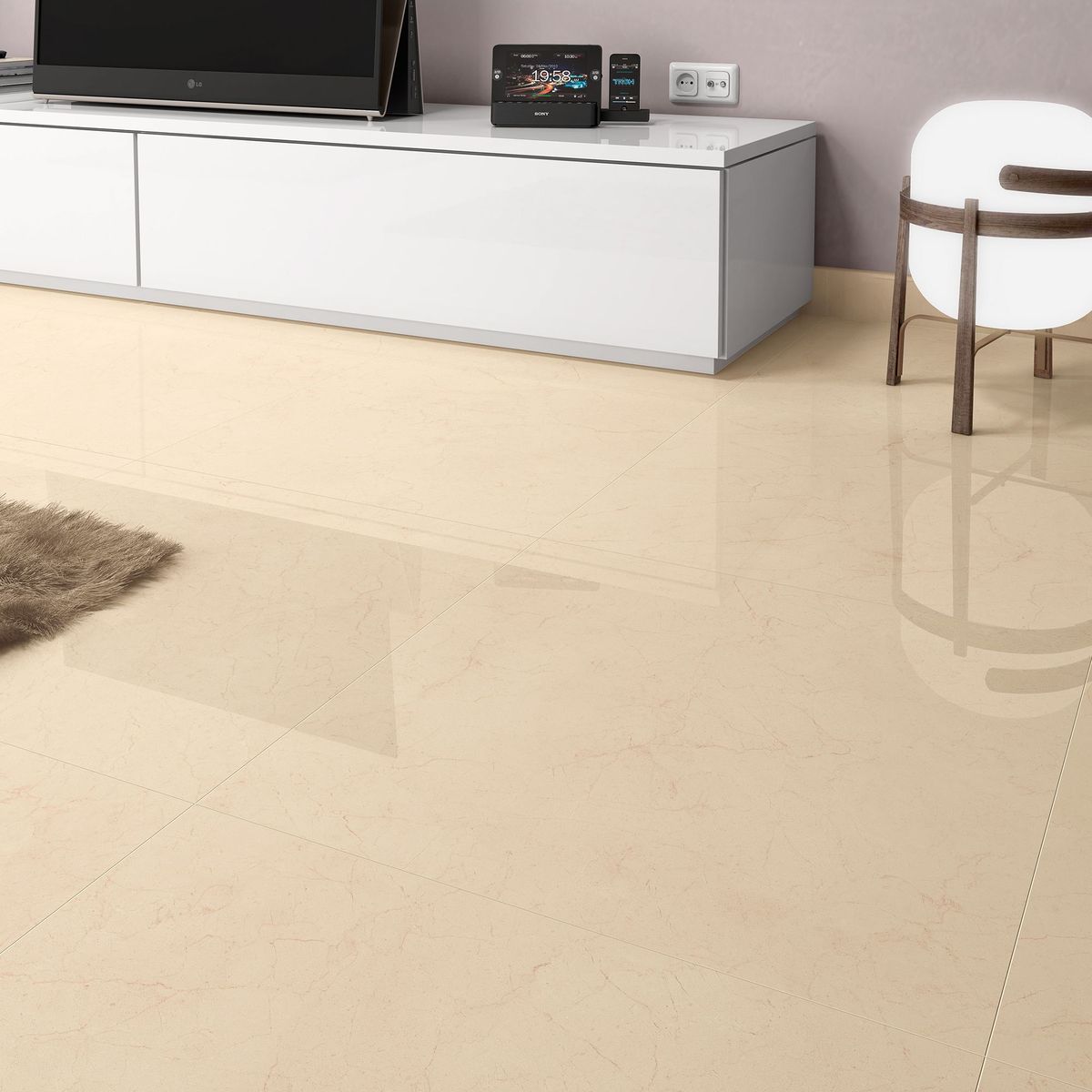 PAMESA - Porcelanato Crema 60x60cm 1.85m2 Marmolado Brillante