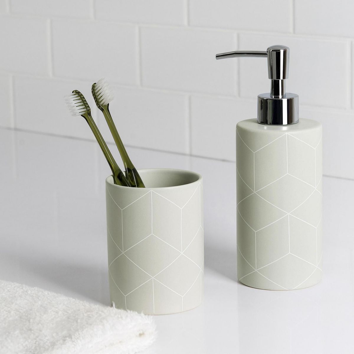 JUST HOME COLLECTION - Vaso para Baño Geometrico Beige