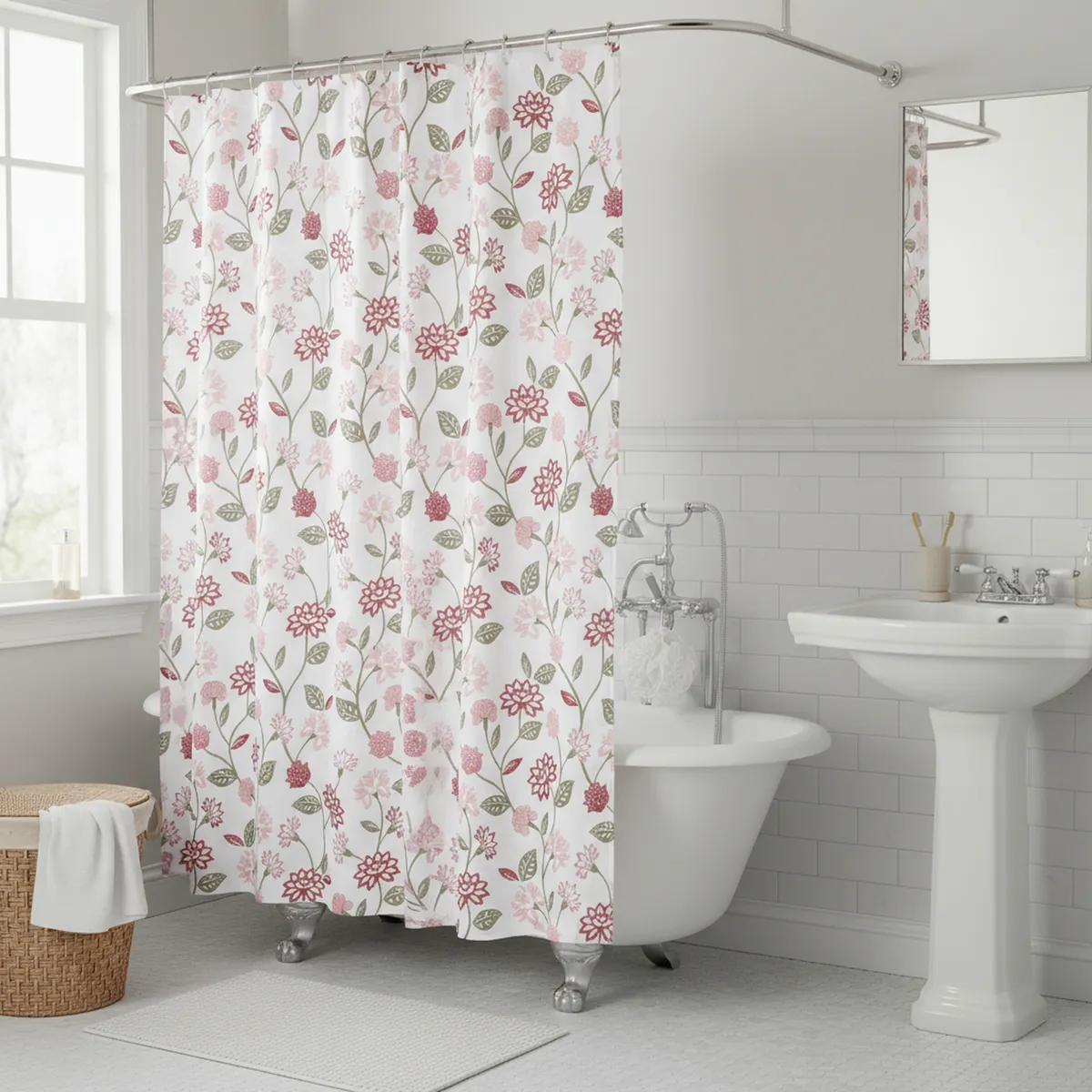 JUST HOME COLLECTION - Cortina de Baño Flores 178x180cm