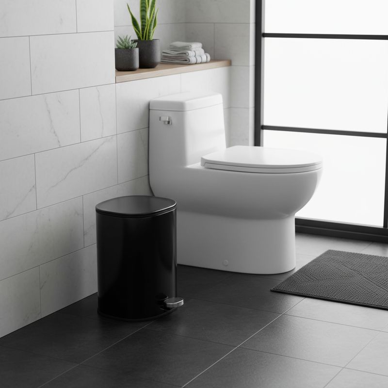 JUST HOME COLLECTION - Papelera Cilíndrica con Pedal Negra 5L