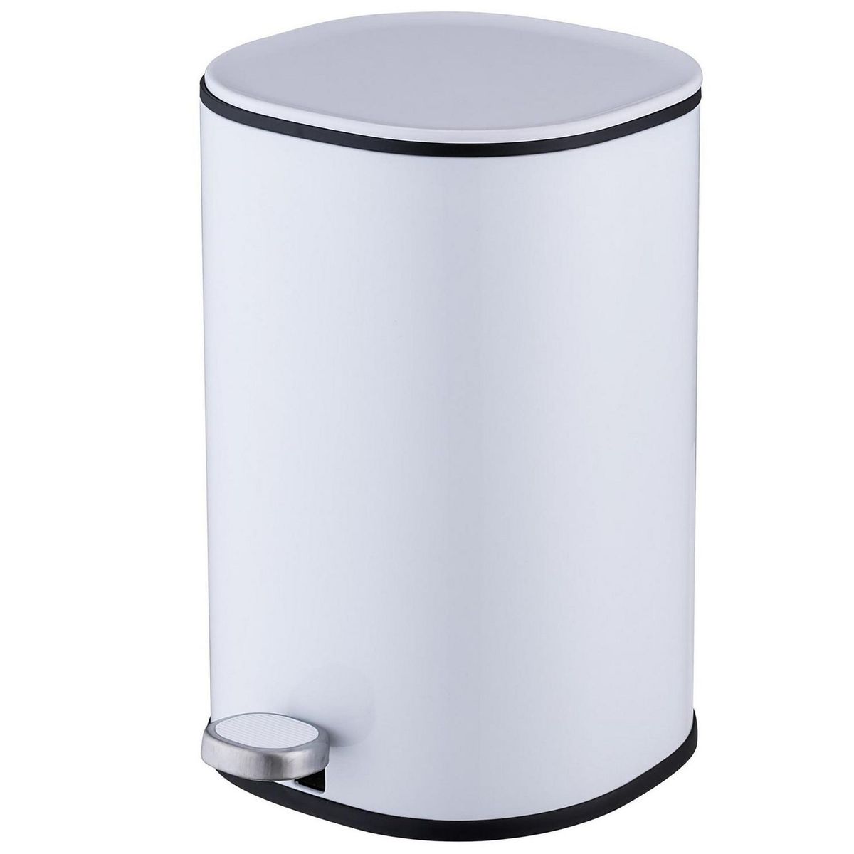 JUST HOME COLLECTION - Papelera Cilíndrica con Pedal Blanca 5L