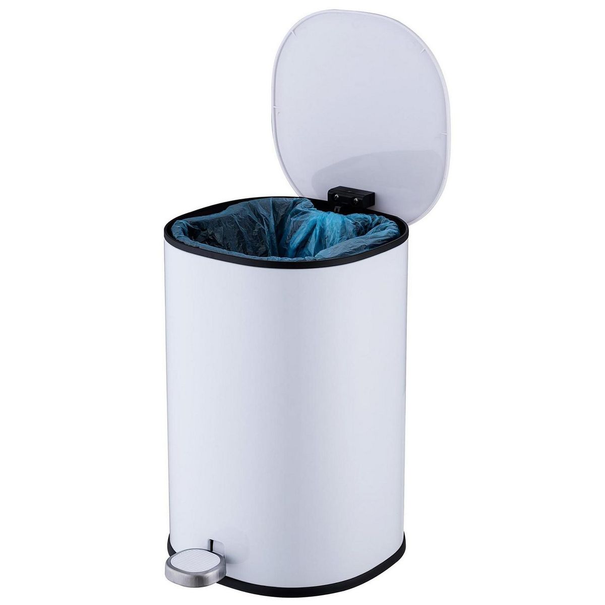 JUST HOME COLLECTION - Papelera Cilíndrica con Pedal Blanca 5L