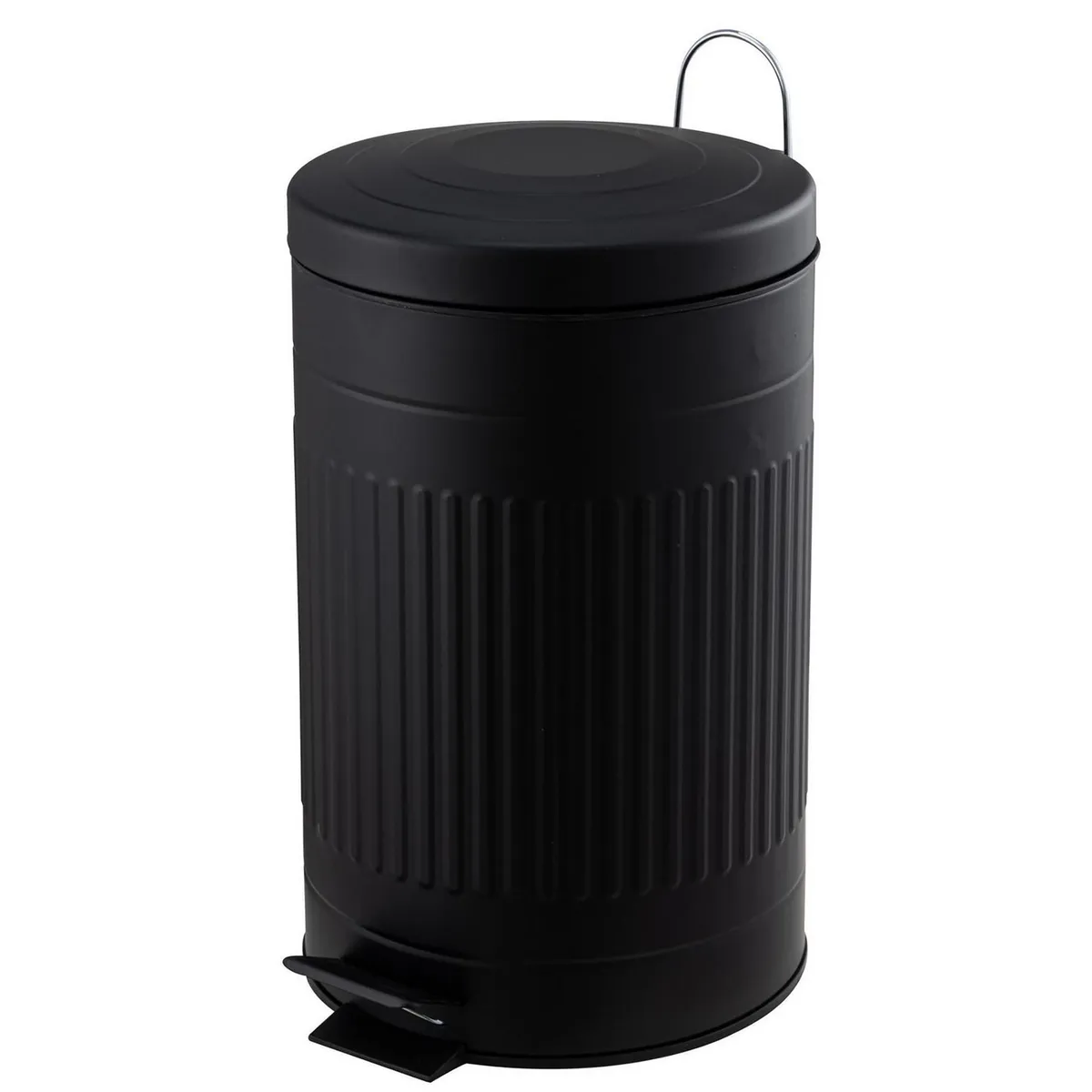 JUST HOME COLLECTION - Papelera Redonda Relieve Negra 12L