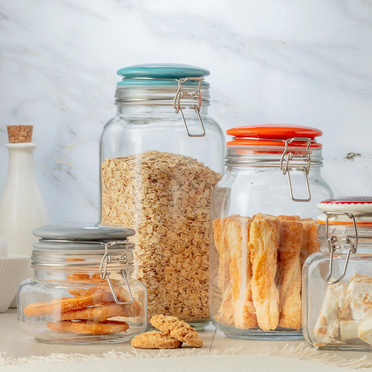 JUST HOME COLLECTION - Frasco de Vidrio con Tapa Gris 0.5l