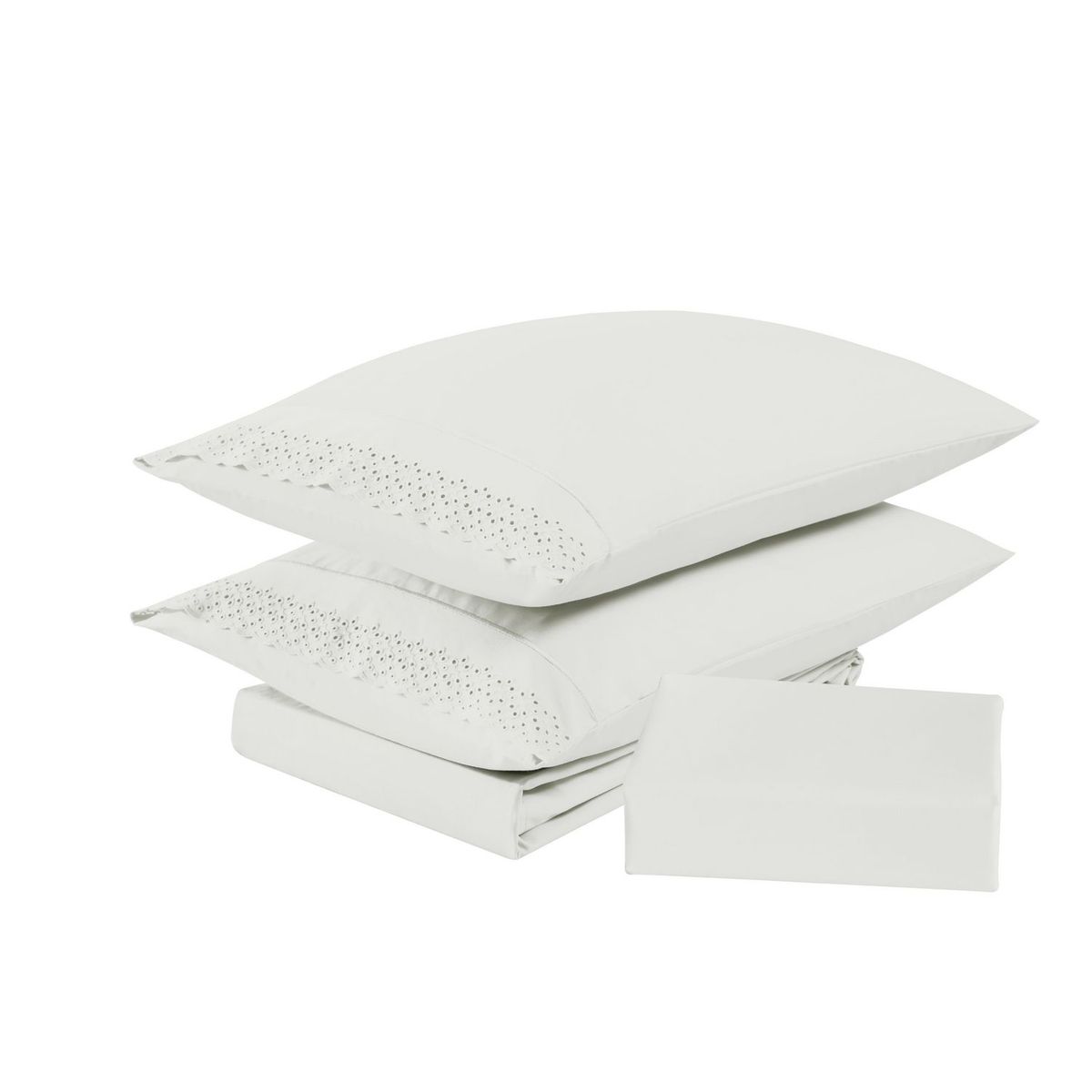 ROBERTA ALLEN - Juego de Sábanas 1.5 Plazas 180 Hilos Blanco