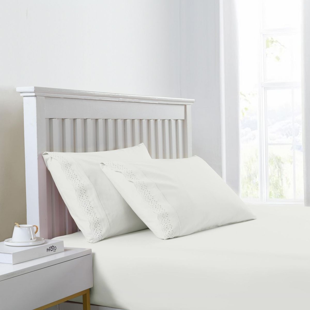 ROBERTA ALLEN - Juego de Sábanas Queen 180 Hilos Blanco