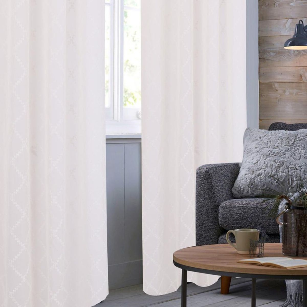 JUST HOME COLLECTION - Cortina de Velo Rombos 140x220cm Beige