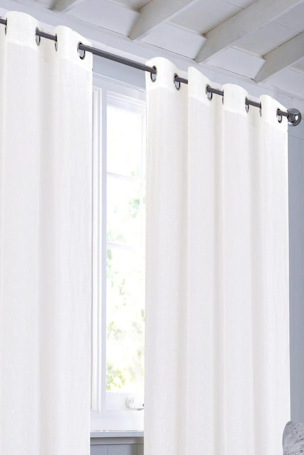 JUST HOME COLLECTION - Cortina de Velo Puntos 140x220cm Blanco