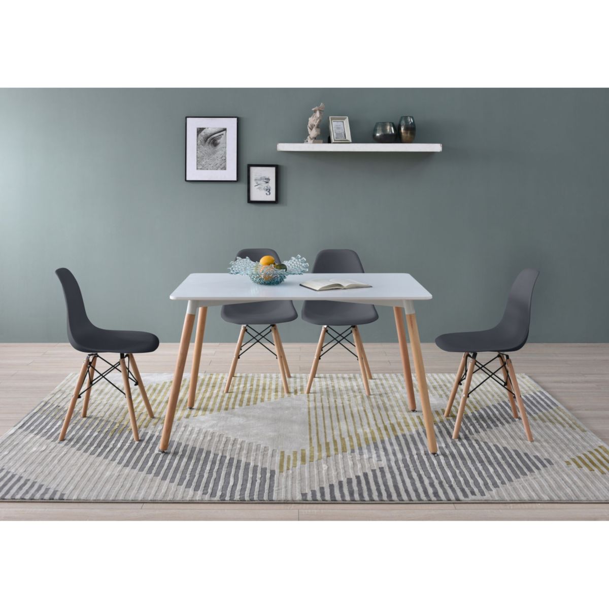 JUST HOME COLLECTION - Juego de Comedor mesa rectangular 4 Sillas Eames