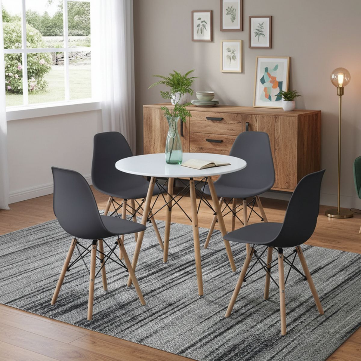 JUST HOME COLLECTION - Juego de Comedor mesa circular 4 Sillas Eames